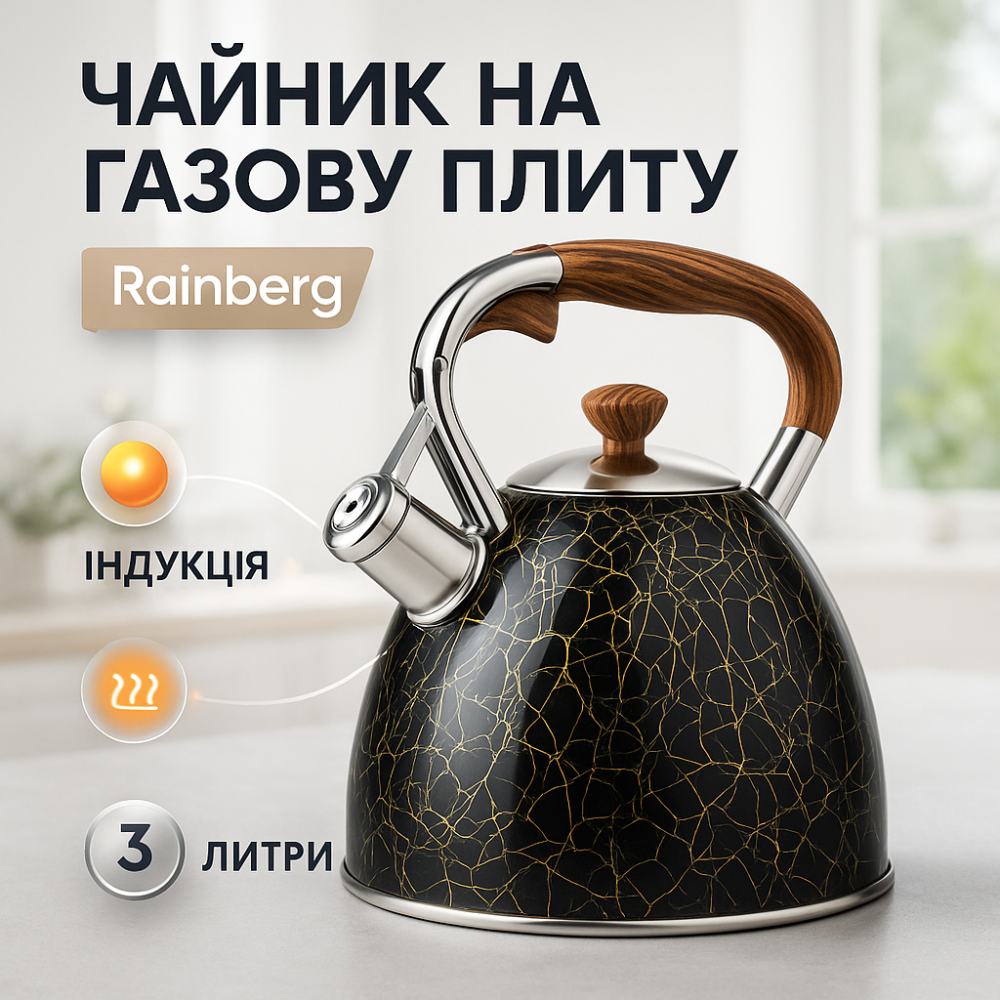 Гарний чайник для газової плити, Чайник для газової плити з нержавіючої сталі 3 Гарний плит QU-20 Львів - фото 10