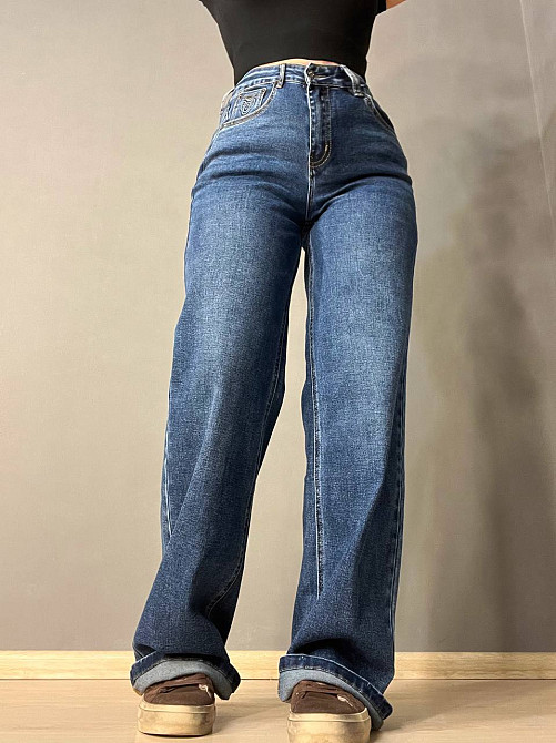 Джинсы женские Dragon 8092 palazzo jeans палаццо ровные от бедра стрейчевые синие, синий, 31, 31, 86 см, 115 см Киев - изображение 2