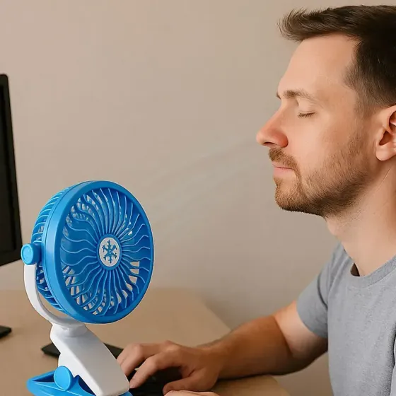 Аккумуляторный мини-вентилятор с прищепкой, USB, LY-582 / Настольный вентилятор / Вентилятор на стол Коломия