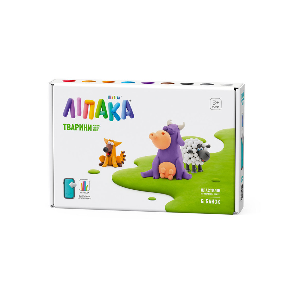 Набір пластиліну, що самостійно твердіє ЛІПАКА – Корівка, песик, вівця 60024-UA01 Вінниця - фото 1