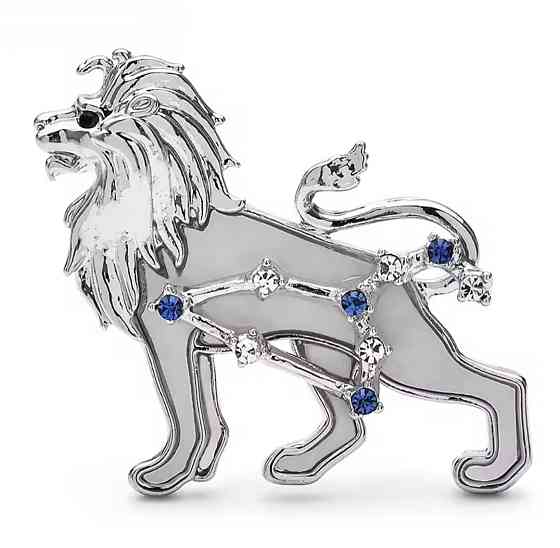 Брошка знак зодіаку "Лев" Сріблястий Сміла