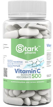 Вітамін С Stark Pharm Vitamin C Sodium Ascorbate 500mg 100 табл Аскорбат натрію Київ - фото 1