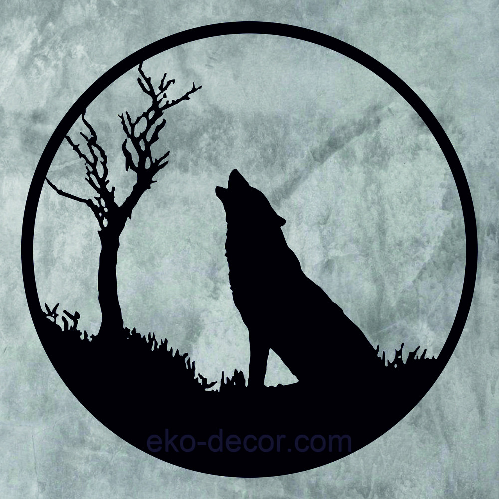 Декоративное настенное Панно «Волк», Декор на стену 90*90 см, Черный Киев - изображение 5