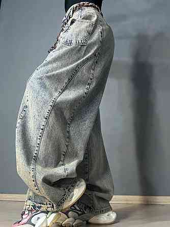 Джинси жіночі Ijjass 6059 baggy супер широкі оверсайз з поясом вінтажні блакитні, блакитний, 31, 31, 84 см Київ