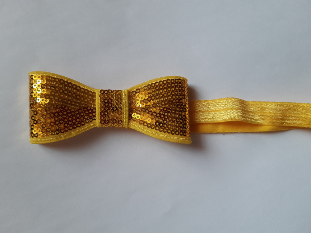 Пов'язка дитяча жовта з паєтками - бант близько 10см, окружність 36-48см Київ - фото 1