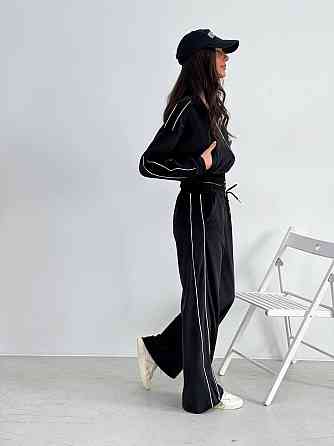 Велюровый костюм женский с широкими штанами Черный 42/46 Харьков