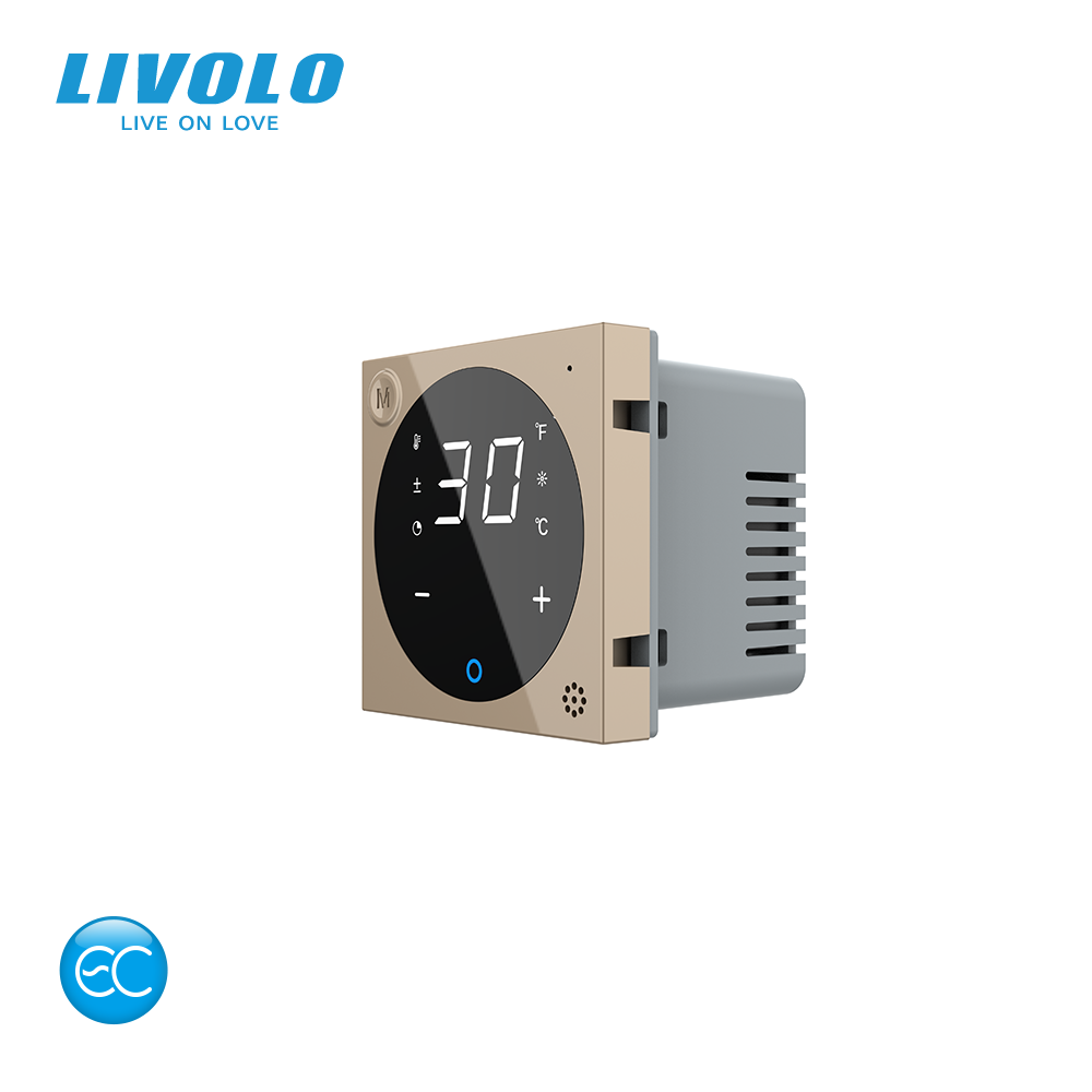 Розумний Wi-Fi терморегулятор (термостат) сенсорний програмований для водяної теплої підлоги LIVOLO, золотий, модуль без рамки (VL-FCQ1Z2-2AP) Коломия - фото 4