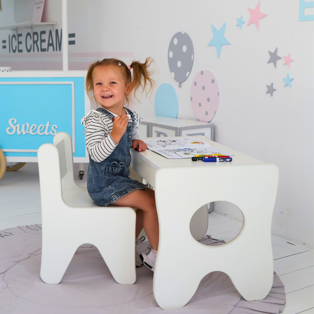 Столик та стільчик для дитини 70×45×51, дитячий гральний стіл та стілець, білий Кам'янське - фото 4