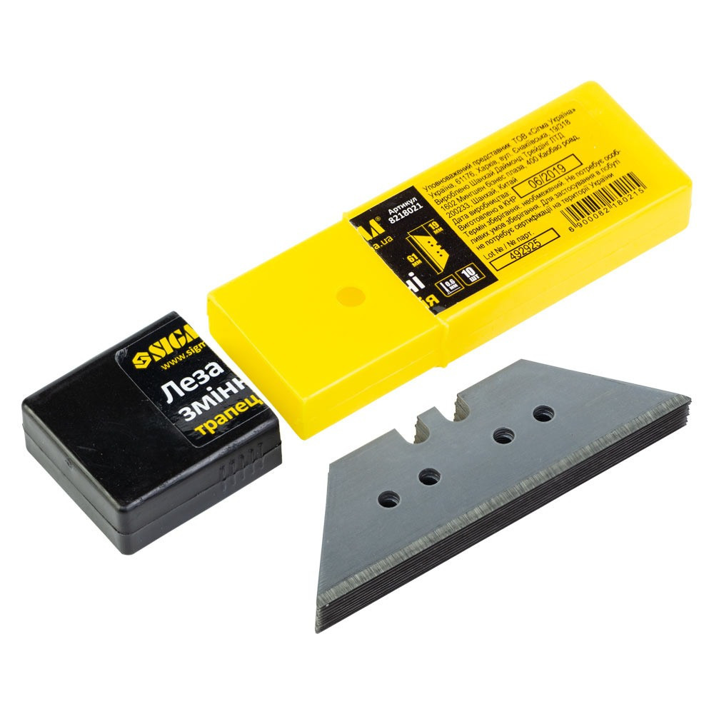 Лезвия сменные (трапеция) 61×19×0.6мм с отверстиями 10шт SIGMA (8218021) Киев - изображение 2