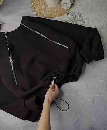 Жіночий стильний теплий об'ємний світшот турецька тринитка на флісі Одеса