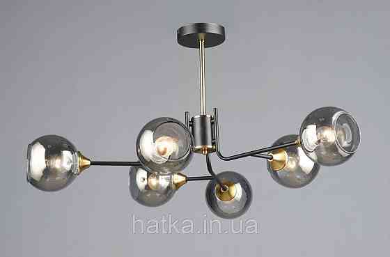 Люстра стельова на 6 плафонів VALESO N6802/6, патрон E27, Лофт, Чорний+Мідь Київ