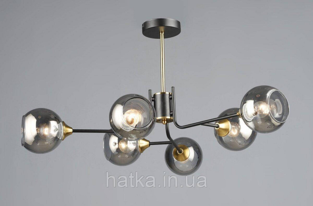 Люстра стельова на 6 плафонів VALESO N6802/6, патрон E27, Лофт, Чорний+Мідь Київ - фото 1