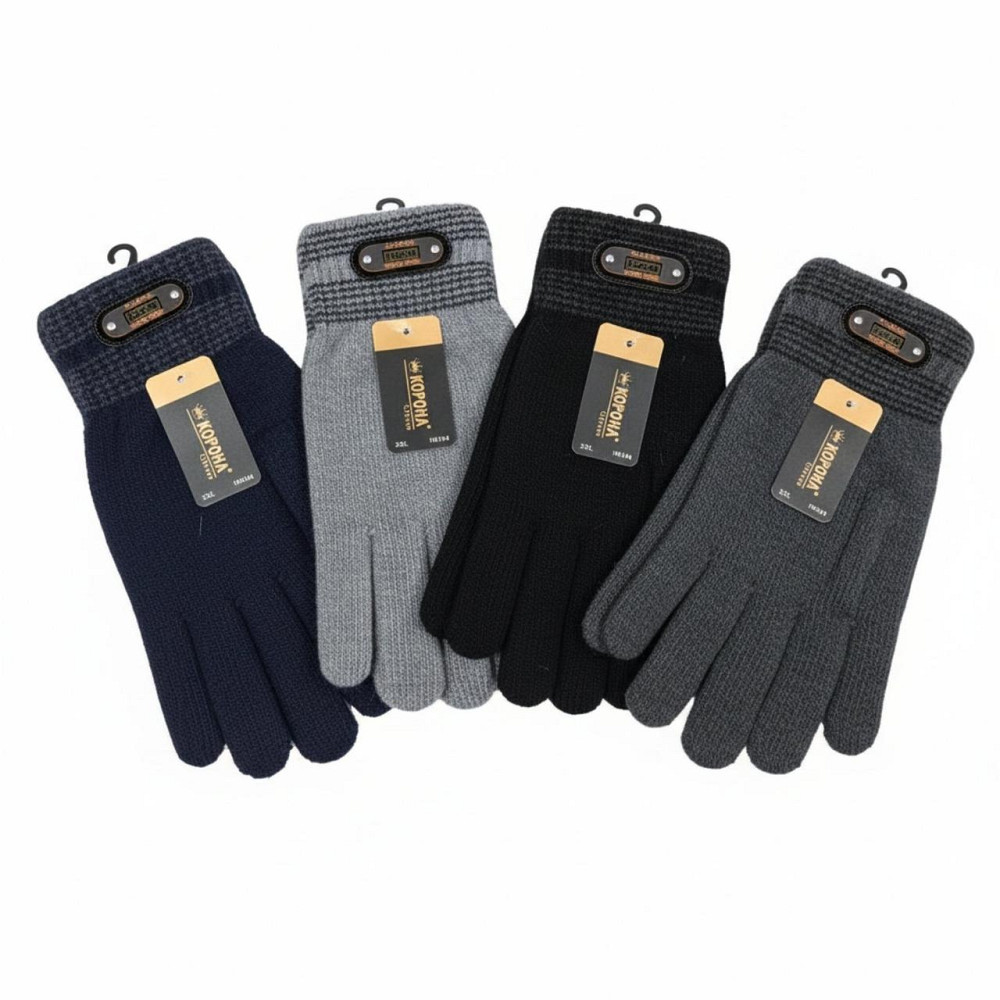 Чоловічі рукавички Корона подвійні на хутрі. Набір 4 шт. різного кольору Київ - фото 1