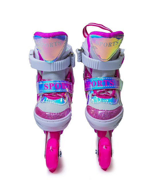 Детские раздвижные ролики Rainbow Scale Sports розовые, размер 26-29. Все колеса светятся Одесса - изображение 6