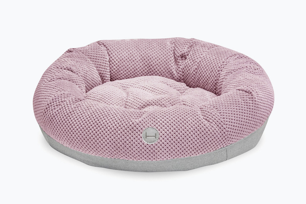 Лежанка для собак і котів овальна Harley and Cho, круглий лежак для тварин Bagel Pink Одеса - фото 3