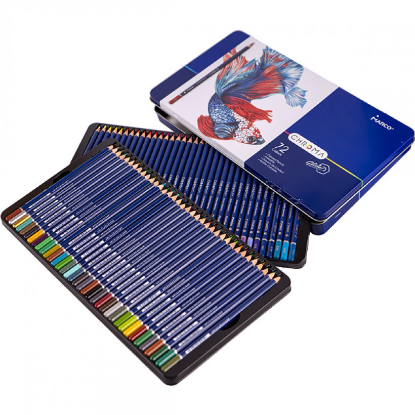 Олівці кольорові "Marco" "Chroma" в металевому пеналі 72кол 8010-72TN шестигранні, шт Київ - фото 1