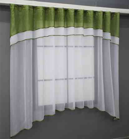 Кухонная гардина VR-Textil № 036к арка белый с оливковым 280х170 см (52-0926) Киев