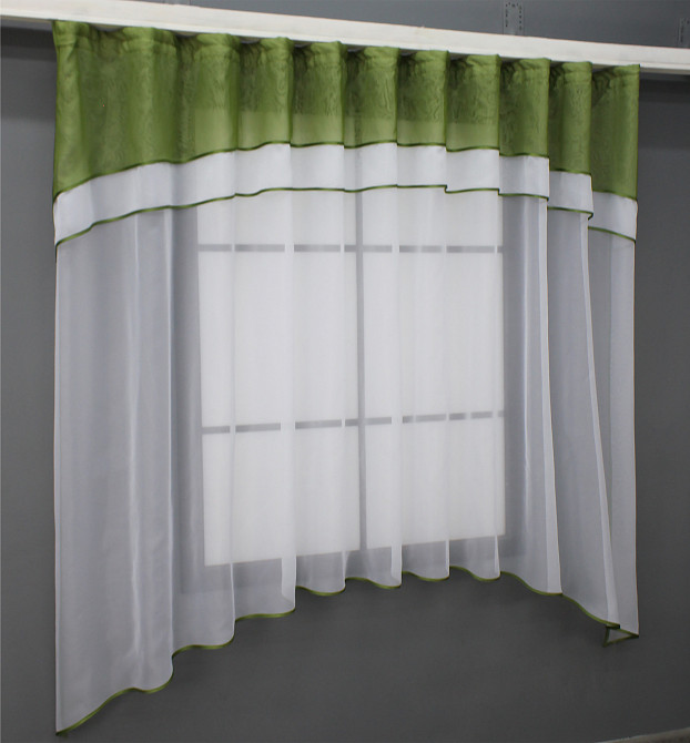 Кухонная гардина VR-Textil № 036к арка белый с оливковым 280х170 см (52-0926) Киев - изображение 2