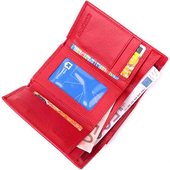 Женский кошелек в три сложения из натуральной кожи ST Leather 19469 Красный Киев