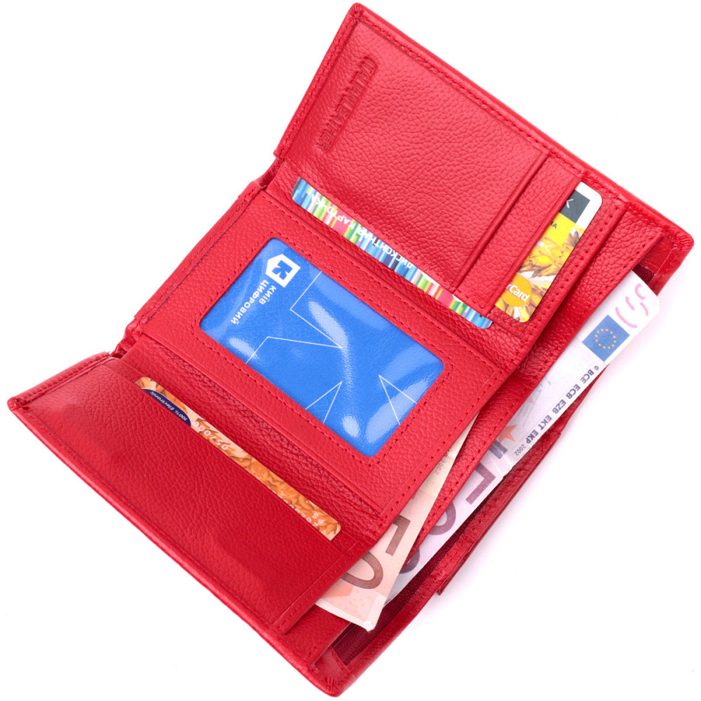 Женский кошелек в три сложения из натуральной кожи ST Leather 19469 Красный Киев - изображение 6