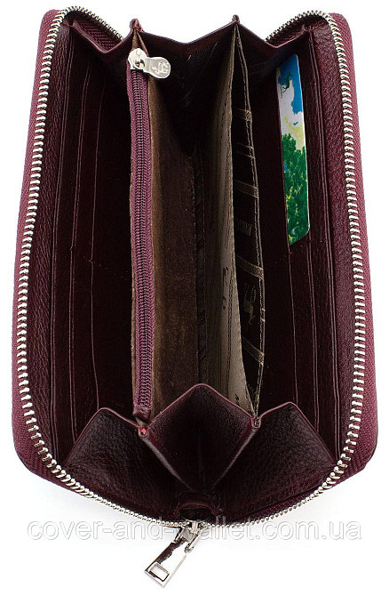 Коричневий гаманець на блискавці із натуральної шкіри Marco Coverna MC-7002-8 Київ - фото 3