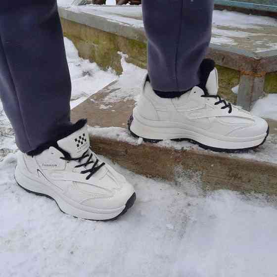 -Жінні зимові Білі Кросівки з МЕХОМ на Високому Підошві Мокасини (розміри: 36) — 07-2 Дніпро