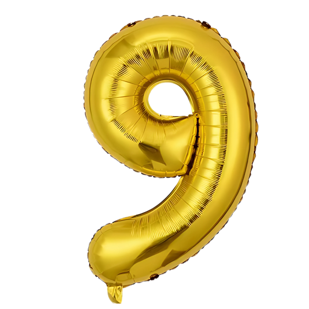 Повітряна куля у вигляді цифри 9 золота, 32 дюйми, фольгована, святкова для дня народження, річниць ювілеїв Кам'янець-Подільський - фото 2