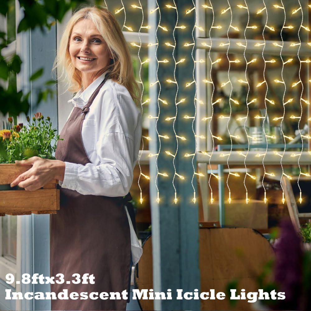 LED гірлянда-бурульки 3×1 м — тепле каскадне світло, що створює атмосферу свята будь-де на батарейках Київ - фото 7