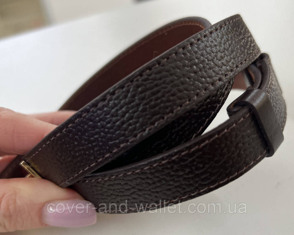 Стильный тонкий женский ремень в коричневом цвете в стиле Hermes 20 мм Puos Киев - изображение 7