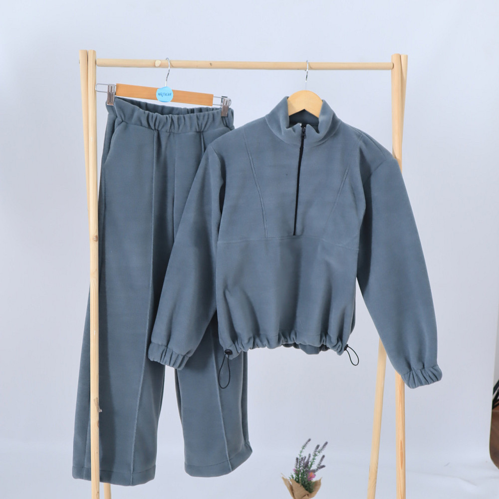 Дитячий теплий Флісовий термо костюм (толстовка на затяжках + штани палаццо) оливковий 104 Кам'янець-Подільський - фото 2