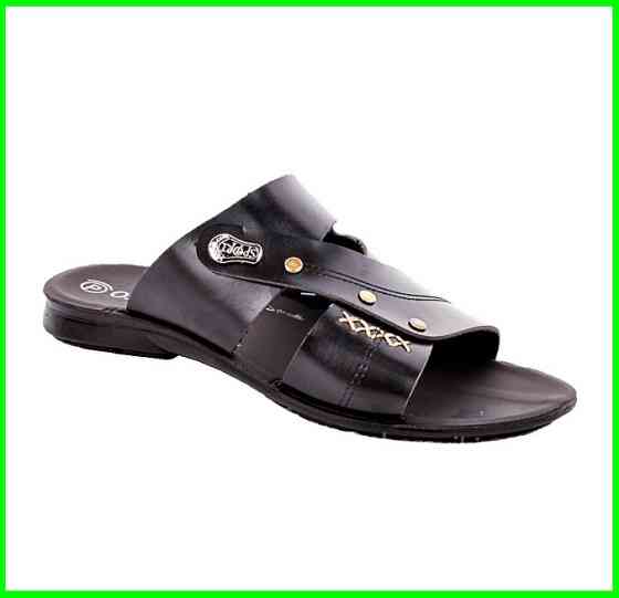 Мужские Шлёпанцы Тапочки Сланцы Чёрные Кожаные (размеры: 41,42,43,44,45) Днепр