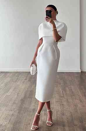 Жіночий елегантний вечірній костюм плаття + накидка костюмка Молочний, 44/46 Одеса