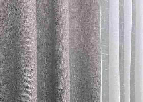 Шторная ткань премиум класса лен фактурный, коллекция «ELEMENTA» цвет светло-серый 1866ш Киев