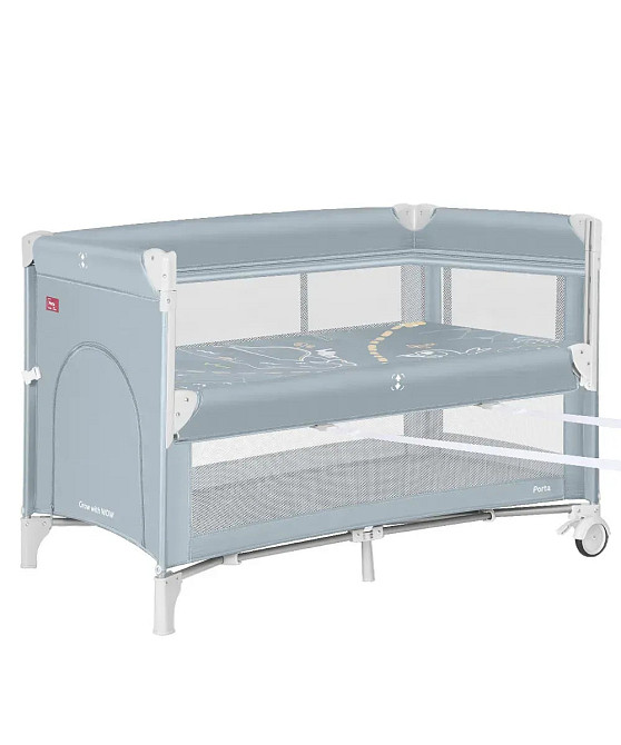 Дитячий манеж — ліжко для новонароджених 2 в 1 з подвійним дном Porta CRL-18103 Mint Green 125*65 см CARRELLO сірий Кривий Ріг - фото 2