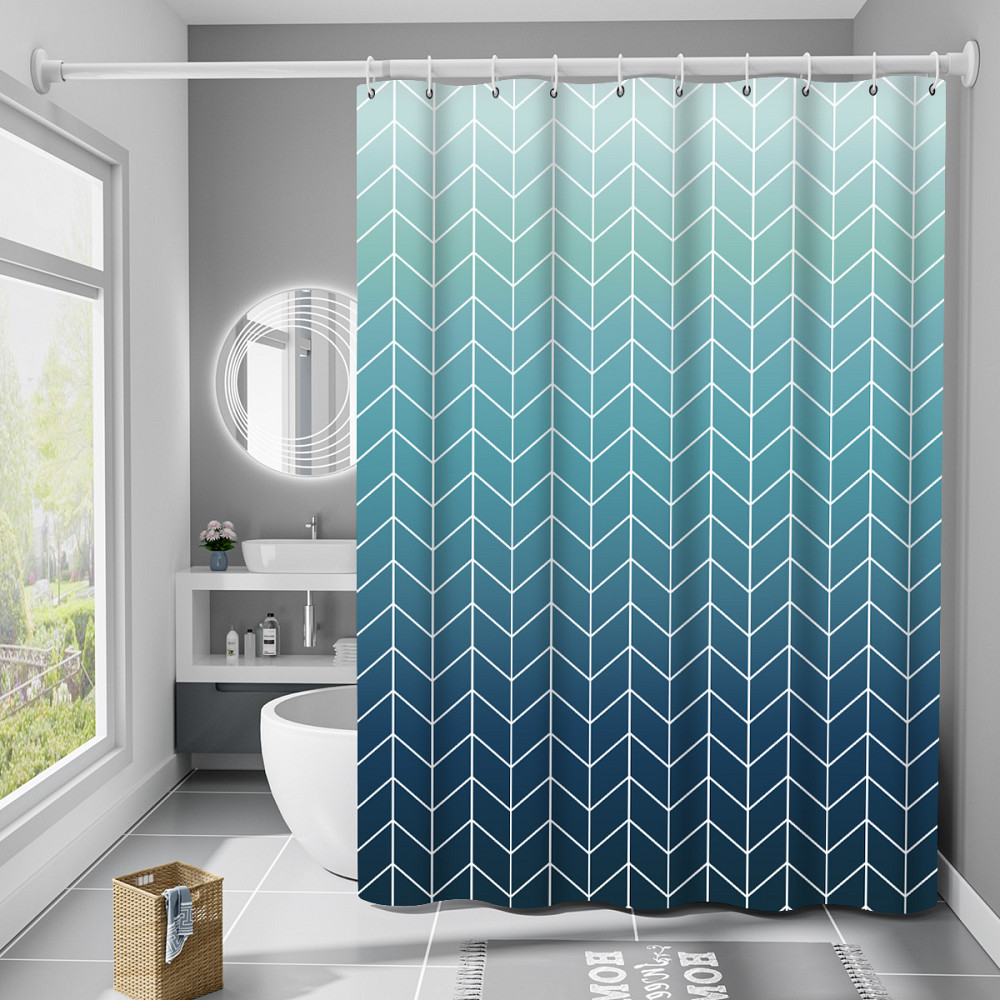 Шторка для ванной комнаты Bathlux 180 x 180 см с водоотталкивающим покрытием, бирюзово-синий градиент Каменец-Подольский - изображение 3