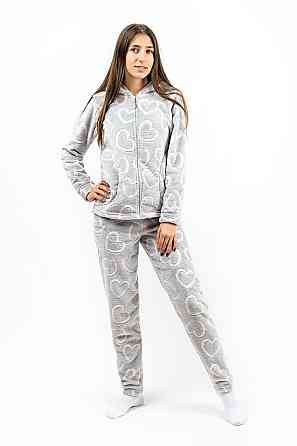 Домашний теплый костюм   (пижама) женский серый 