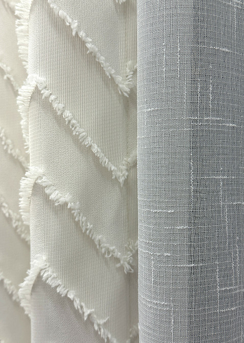 Комплект штор VR-Textil Лен Букле 100х270 2шт и Тюль 300х270 1815ш-115т Молочный с белым 71-045/1 Киев - изображение 7