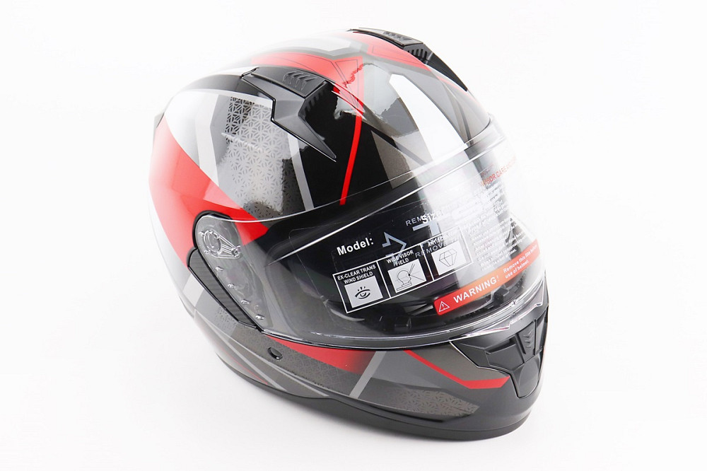 Шолом інтеграл, закритий (сертифікація DOT)+відкидні окуляри BLD-M67 L (59-60см), ЧОРНИЙ/ЧЕРВОНО-СІРИЙ Київ - фото 1