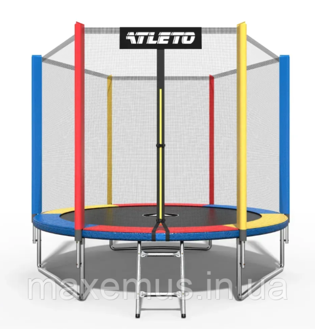 Батут Atleto 312 см (10 ft) Multikolor с внешней сеткой и лестницей (нагрузка до 150 кг) + Подарки Мостиська - фото 14