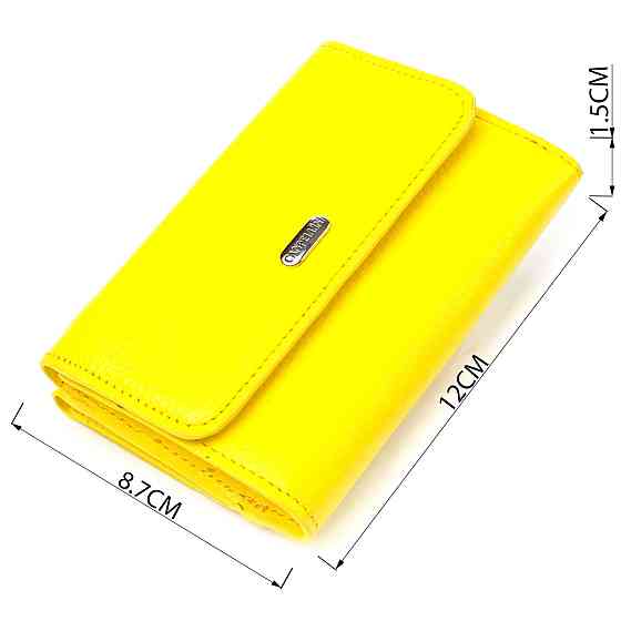 Молодежный яркий кошелек из натуральной кожи флотар CANPELLINI 21597 Лимонный Киев