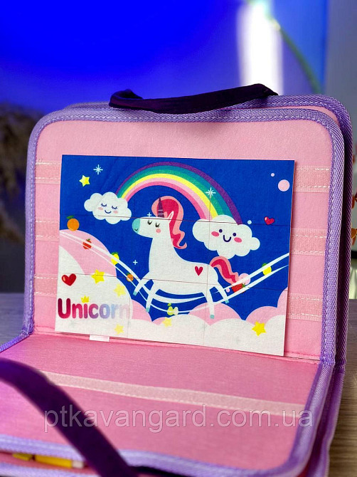 Книга-папка фетрова розвиваюча навчальна "Єдиноріг" 25029 рожевий Хмельницький - фото 8