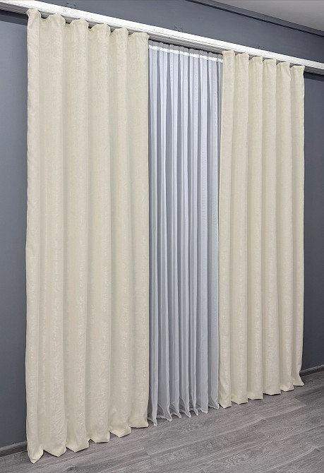 Комплект готових штор VR-Textil Жакард Sultan № 870ш Кремовий 100х270 см 2 шт (31-282) Київ - фото 4