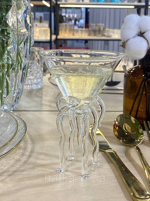 Келих для коктейлю маргарити "богема" 120 мл на ніжках скло прозоре Київ - фото 8