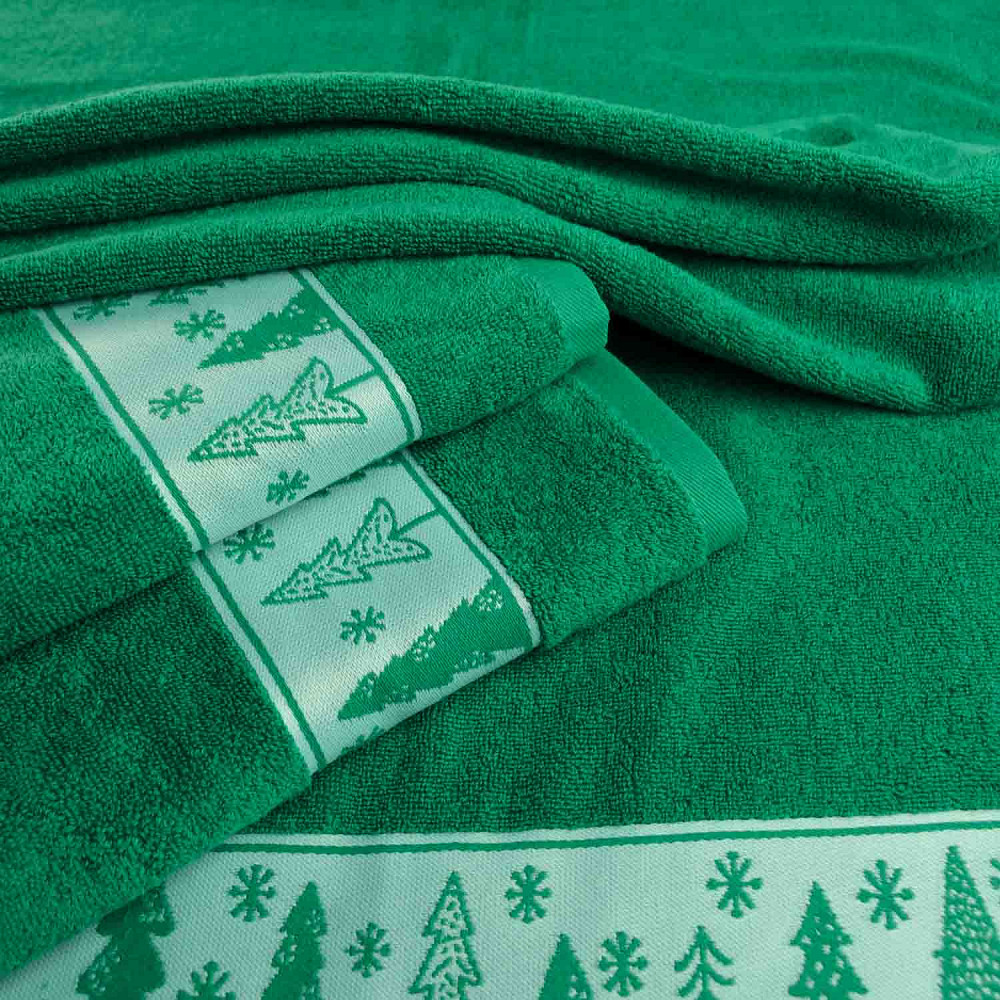 Полотенце махровое Новогоднее Merry Christmas Ёлки GM Textile 40х70см 500г/м2 (Зелёный) Сумы - изображение 4