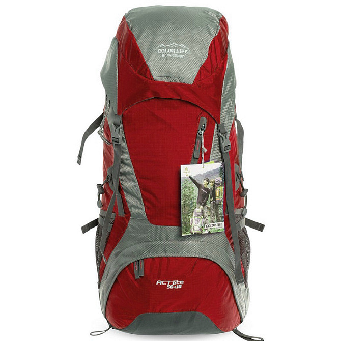 Рюкзак туристичний каркасний COLOR LIFE 172 60л нижній вхід бордовий Київ - фото 2