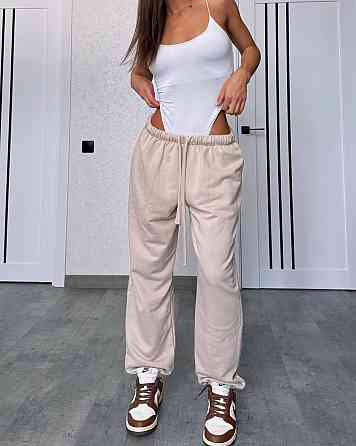 Женские повседневные оверсайз брюки-джоггеры турецкая петля диагональ Песочный Одесса