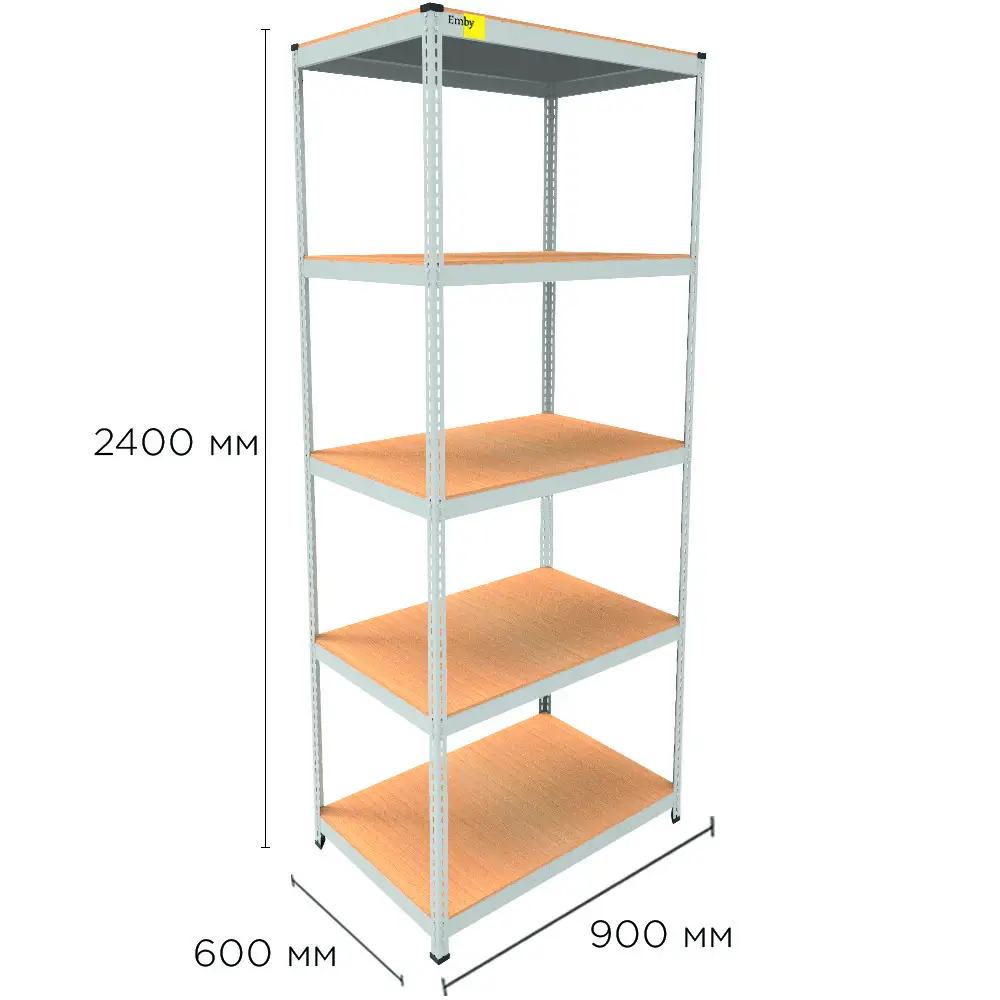 Металлический стеллаж Emby Light Series 5 полок ДСП до 100кг (размер 2400х900x600) Белый Киев - изображение 2