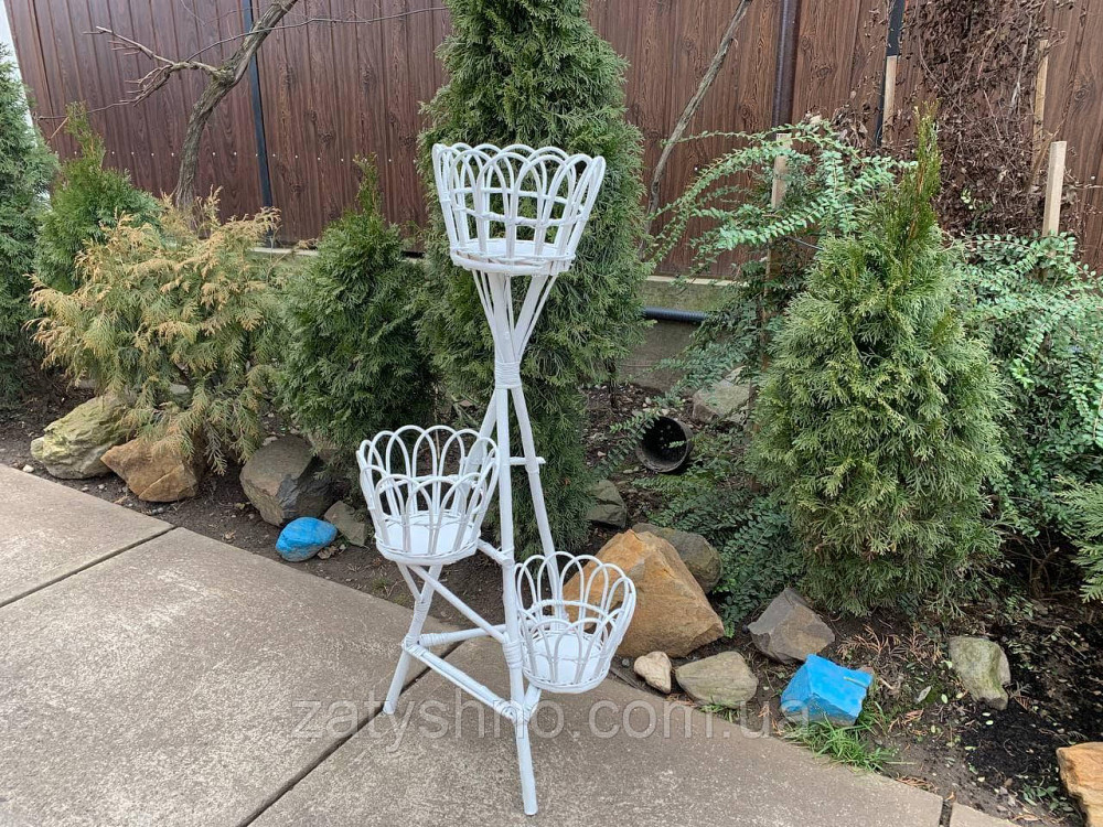 Красива біла підставка під 3шт вазонів Київ - фото 2