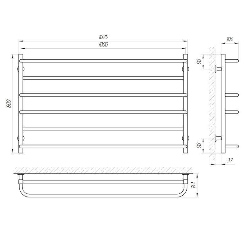 Электрический полотенцесушитель Laris Зебра Практик ЧК6 1000Х600 Э белый Киев - изображение 6