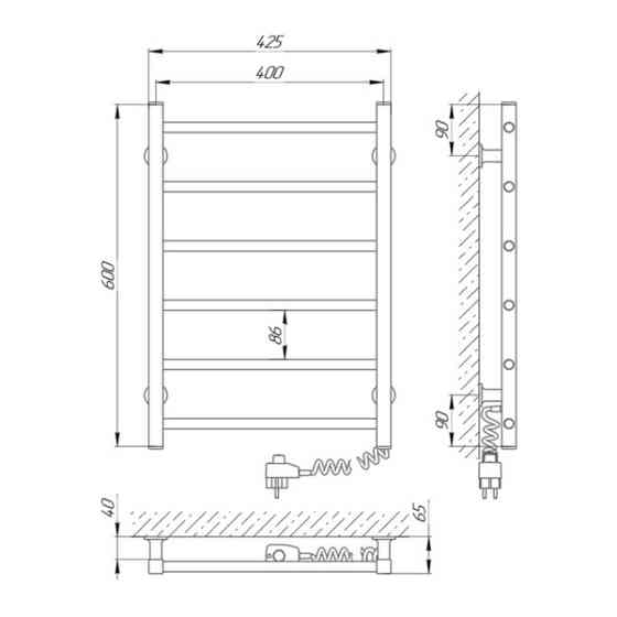 Электрический полотенцесушитель Laris Зебра Альфа ЧК6 400Х600 Э белый, правое подключение Киев
